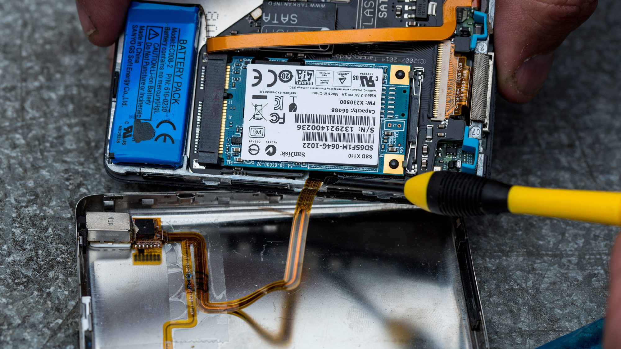 ipod-classic-ssd-upgrade-pointing-at-board-indent-