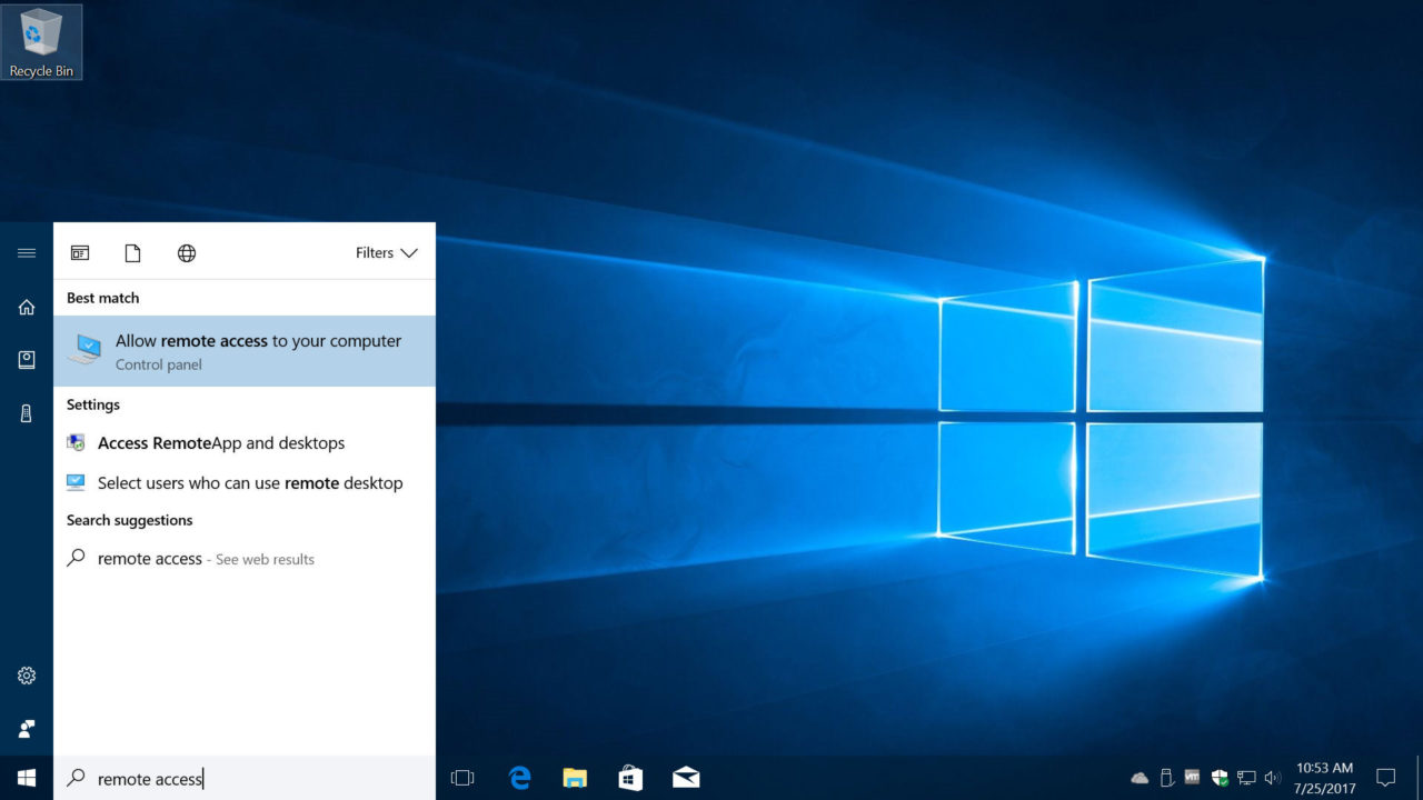 windows 10 allow remote access