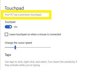 your pc has a precision touchpad