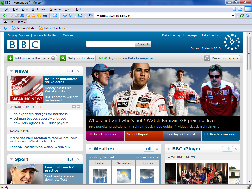 K-Meleon BBC homepage