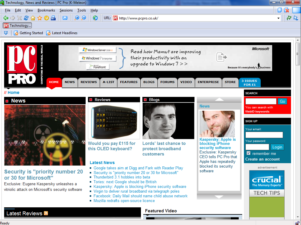 K-Meleon PC Pro homepage