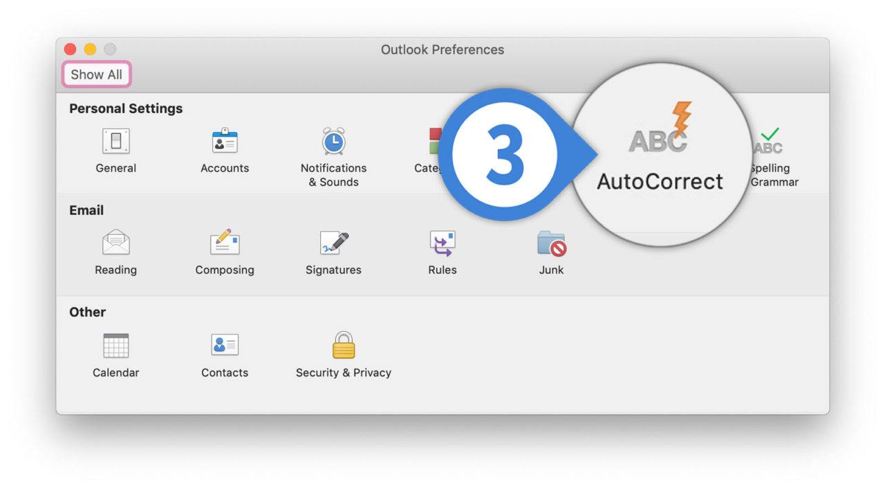 outlook for mac preferences menu