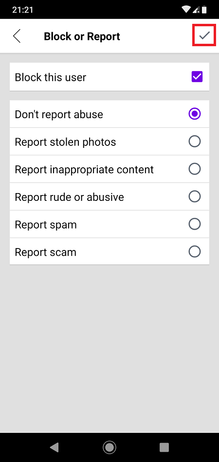 badoo block and report