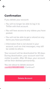 delete account confirmation