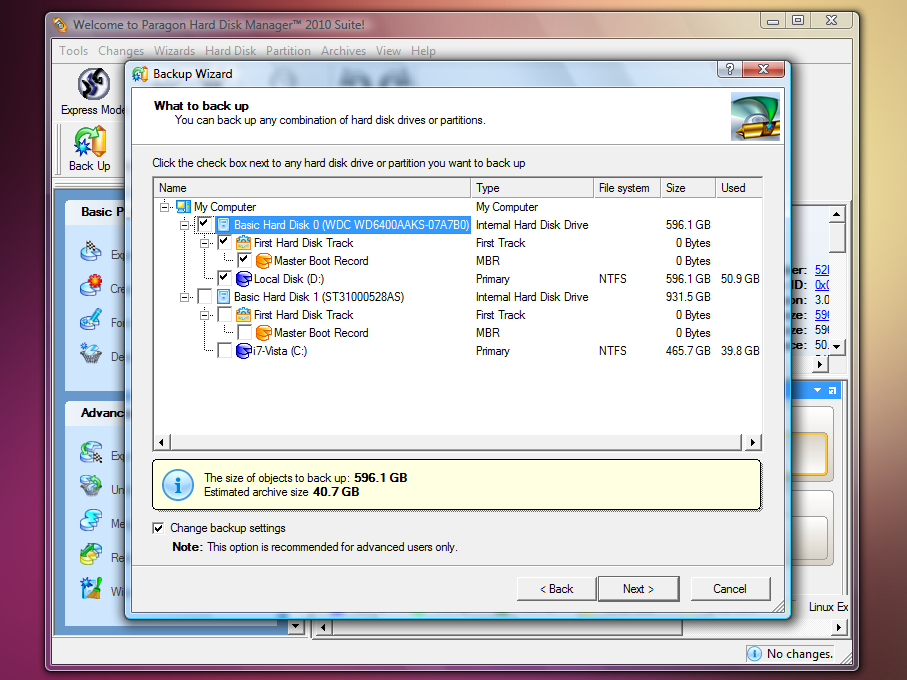 Disks, partitions and individual files can all be backed up to an image.