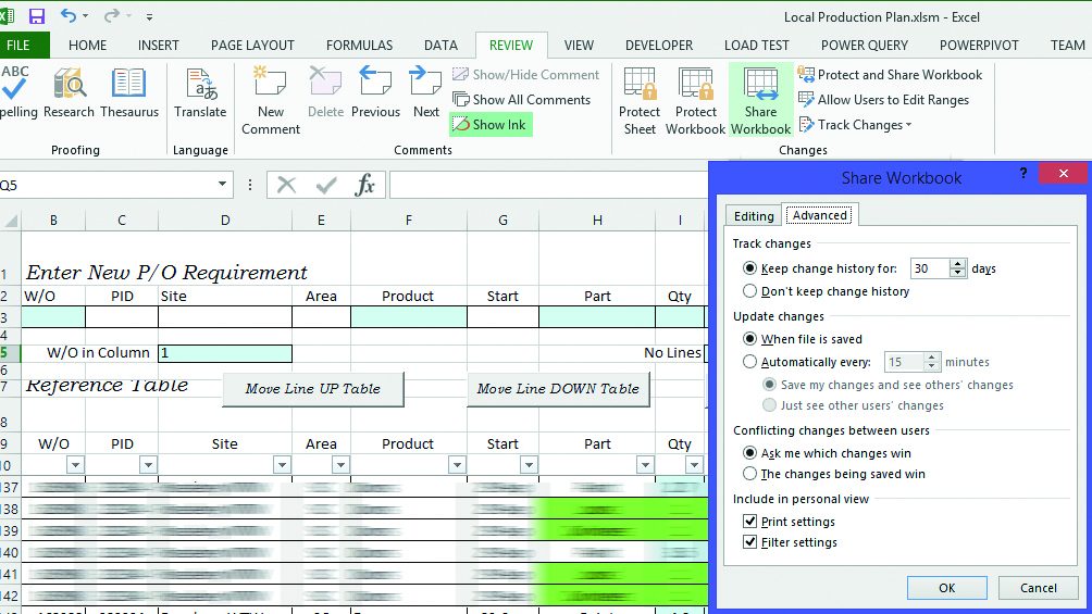 Solving Spreadsheet problems with databases - Multi-user editing