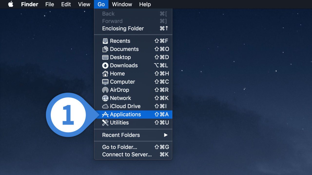 go to applications menu mac desktop