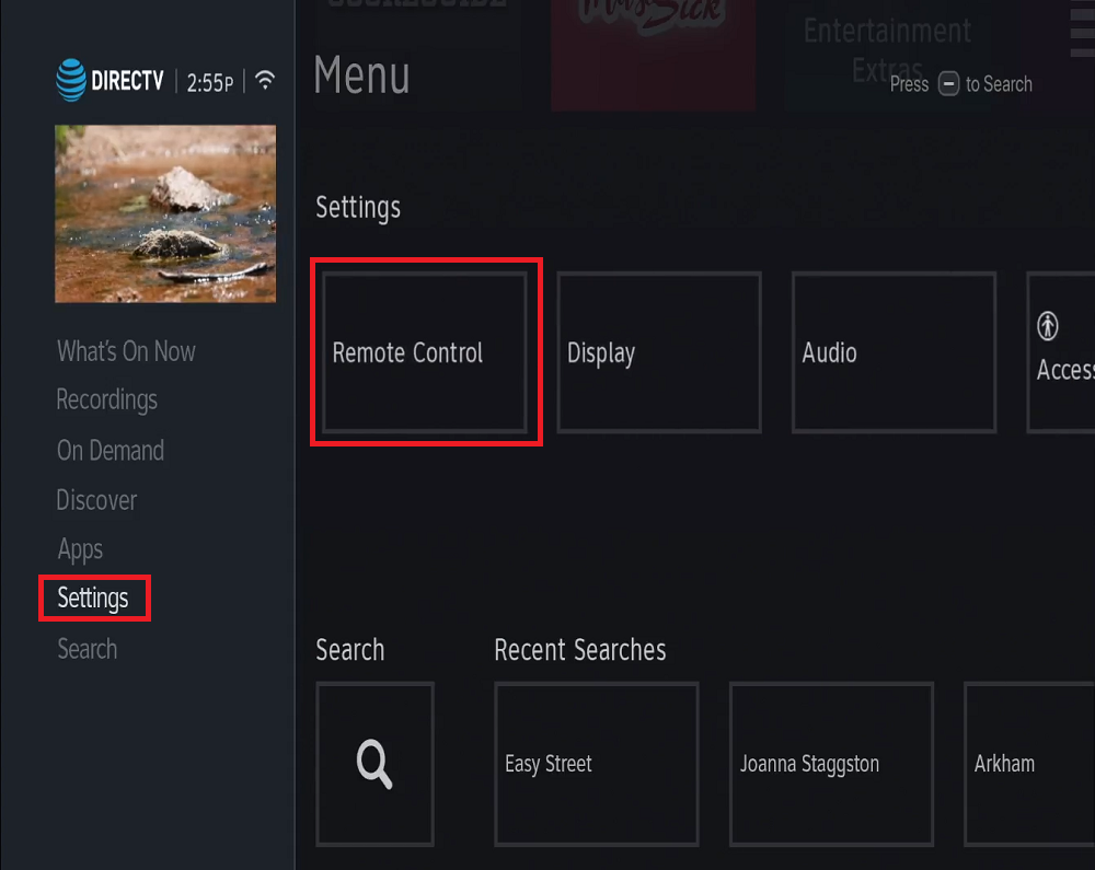Directv remote settings