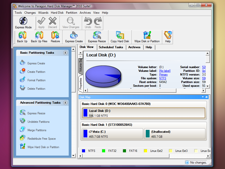 The main Hard Disk Manager 2010 Suite interface exposes a broad range of functions.