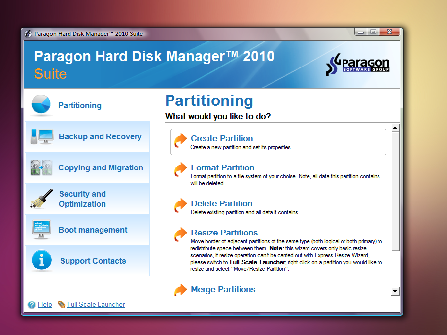 The "Express Mode" interface gives one-click access to the program's various wizards.