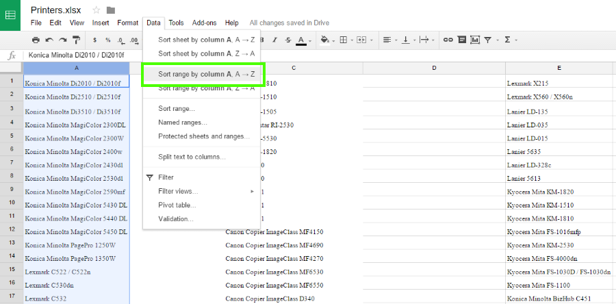 How To Alphabetize Data by Sorting in Google Sheets