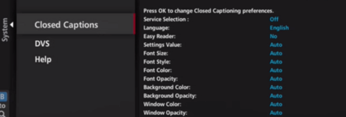 Turn on or off Closed Captioning