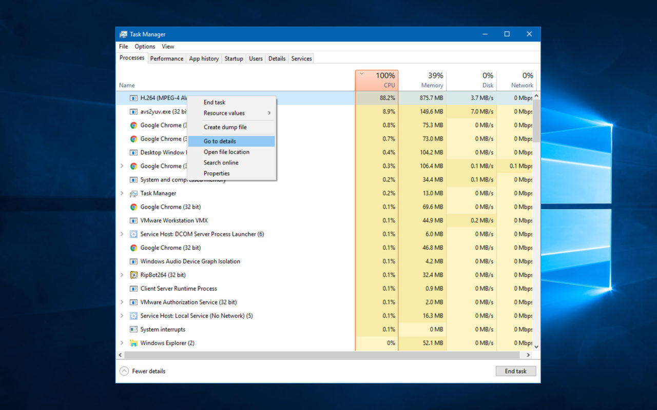 task manager go to details