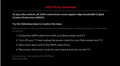 roku HDCP error