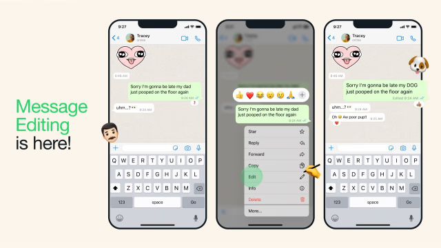 whatsapp edit sent messages