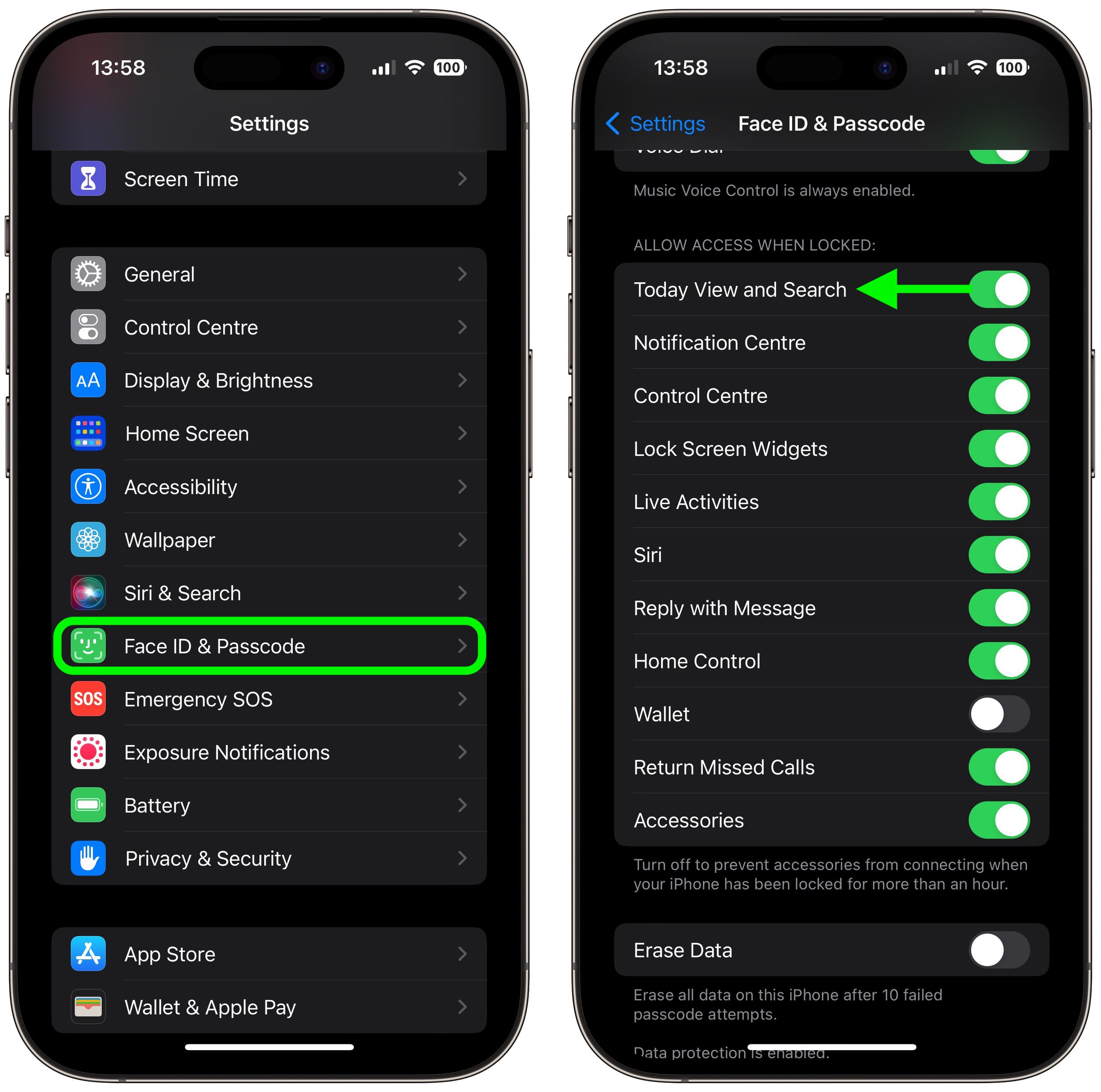 disable today view lock screen