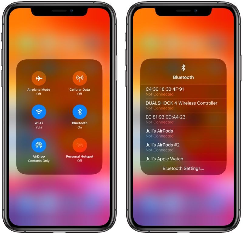 iOS 13 Bluetooth options