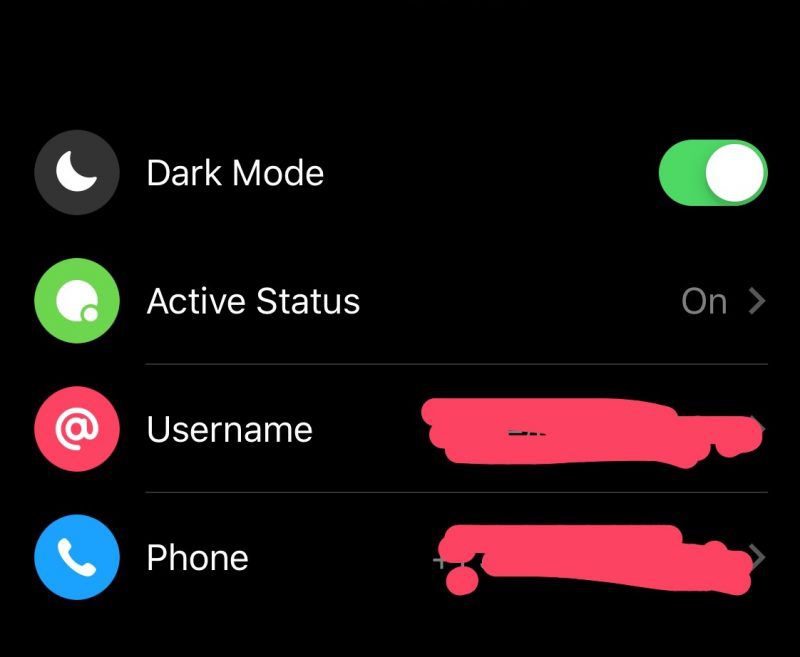 facebook dark mode