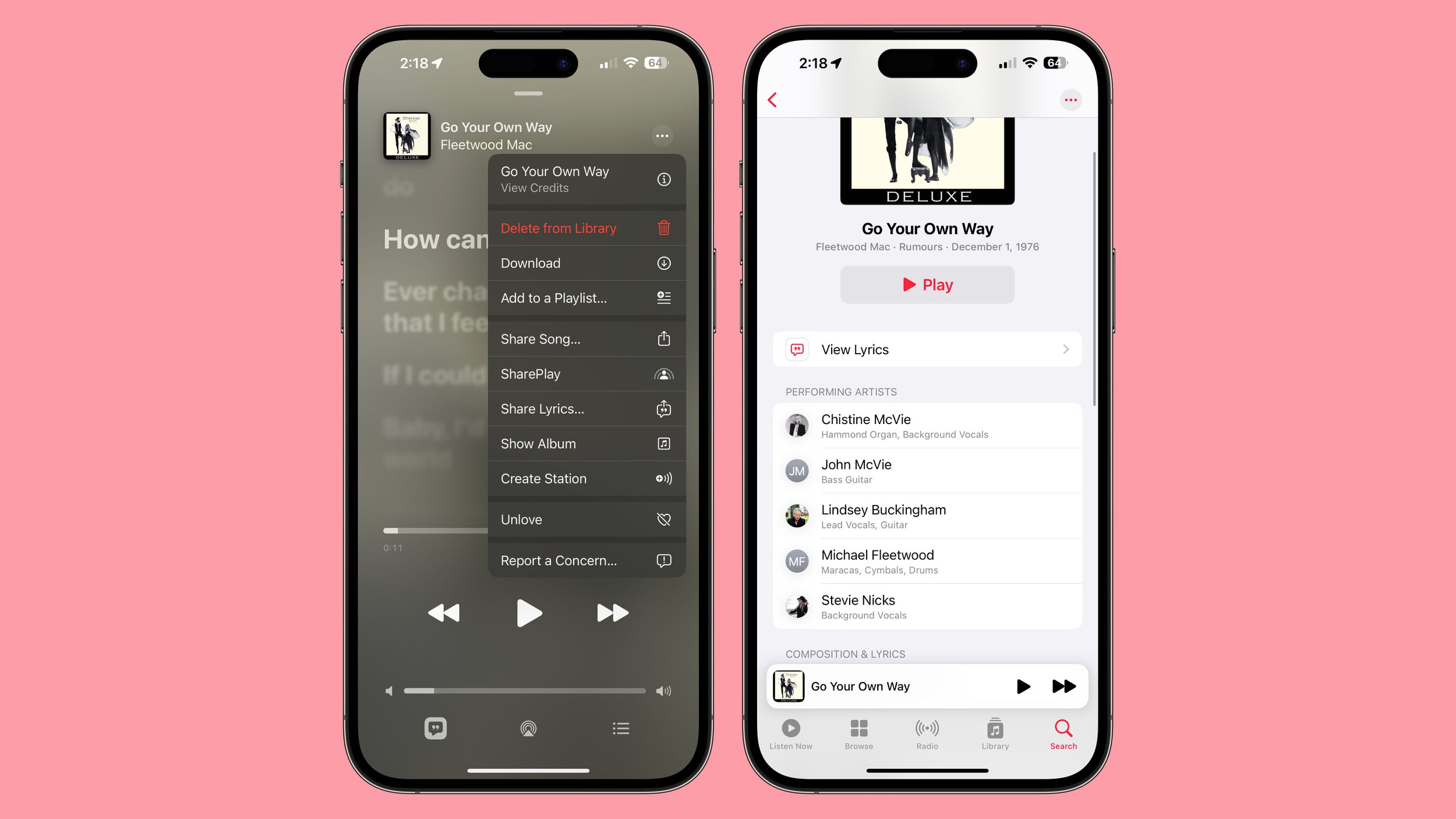 ios 17 apple music song credits