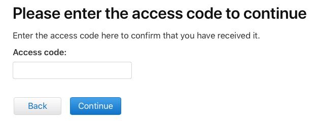 enter code to continue